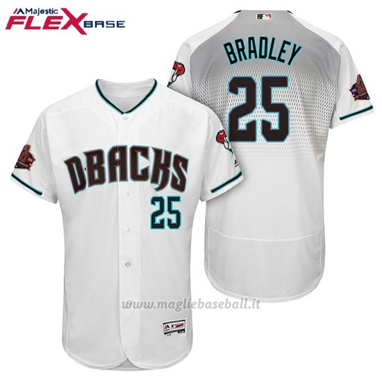 Maglia Baseball Uomo Arizona Diamondbacks 25 Archie Bradley Bianco Aqua 1ª20 Anniversario Flex Base